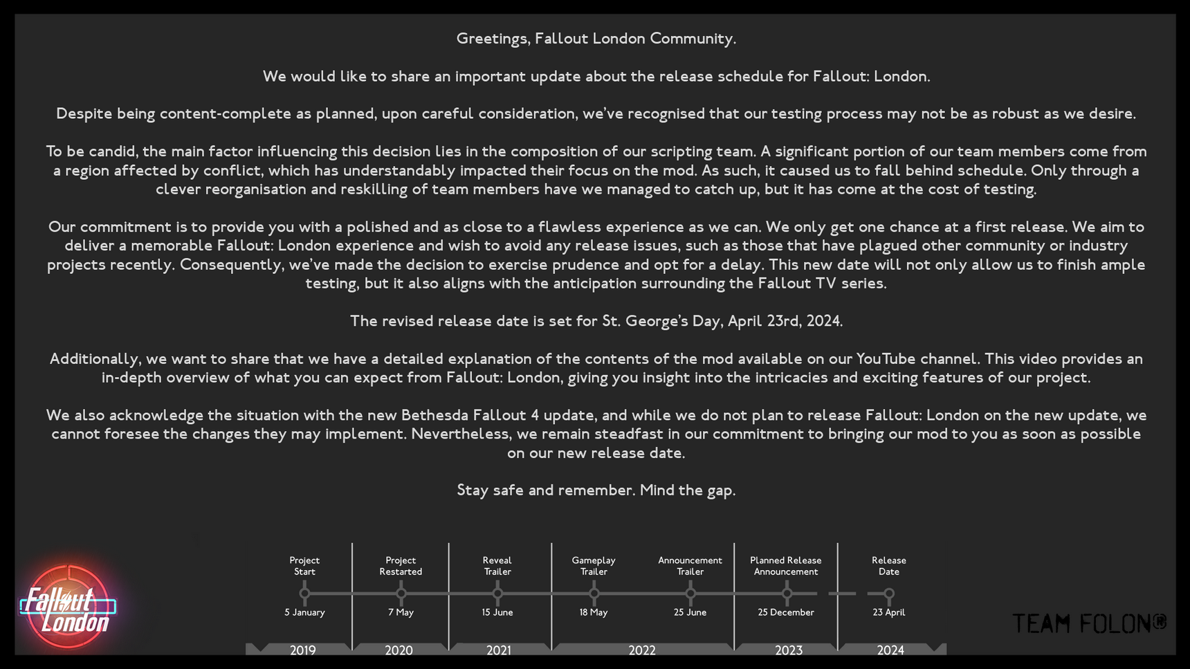 《辐CQ9电子射：伦敦》Mod开发团队：受国际形势影响导致延迟(图2)