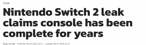 曝Switch 2硬件早已完成开发多年：一直等当前机型下架(图1)