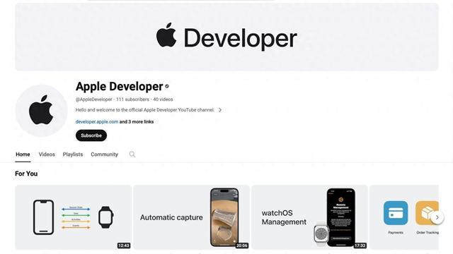 苹果公司上线开发者专属YouTube账户 用于分享WWDC 2024视频(图1)