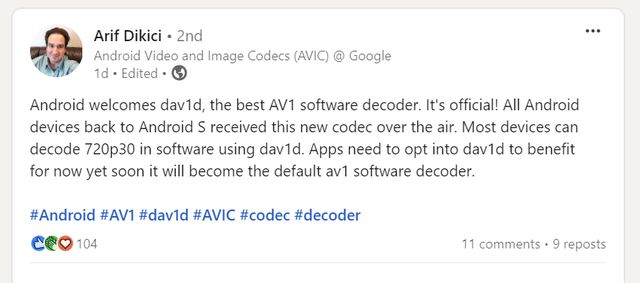 AV1软件解码器将进入Android设备 有望带来更好的视频体验(图2)