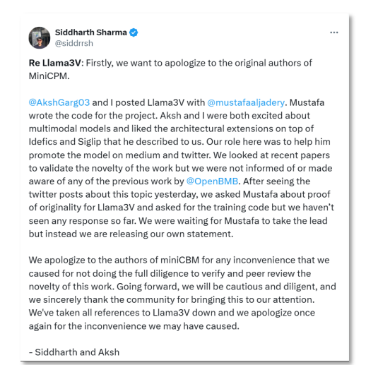 承认、道歉、删除!斯坦福AI团队抄袭中国大模型(图4) 承认、道歉、删除!斯坦福AI团队抄袭中国大模型(图4)