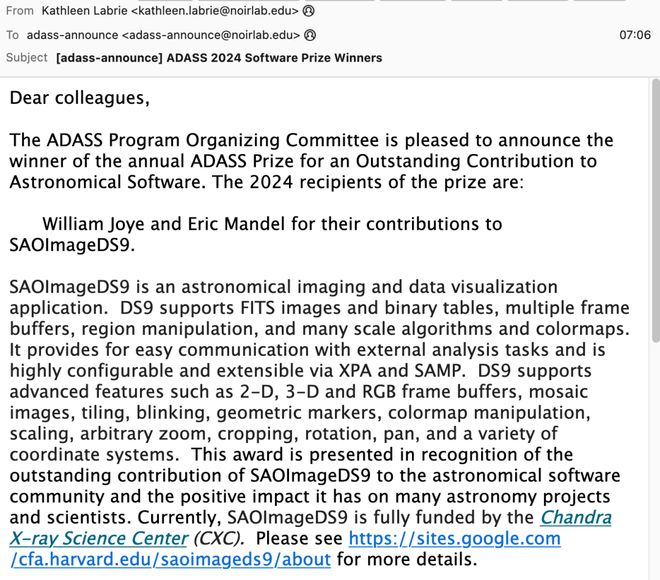 SAOImageDS9荣获2024年度ADASS软件奖(图2)