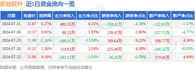 新致软件（688590）7月31日主力资金净买入48235万元(图1)